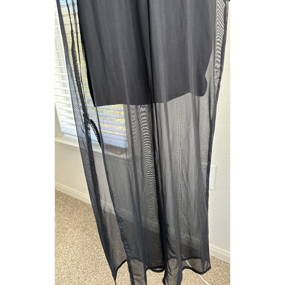 Abercrombie & Fitch‎ Long Sleeve Mesh Maxi Dress Sz S Sheer Open Back Slit Party